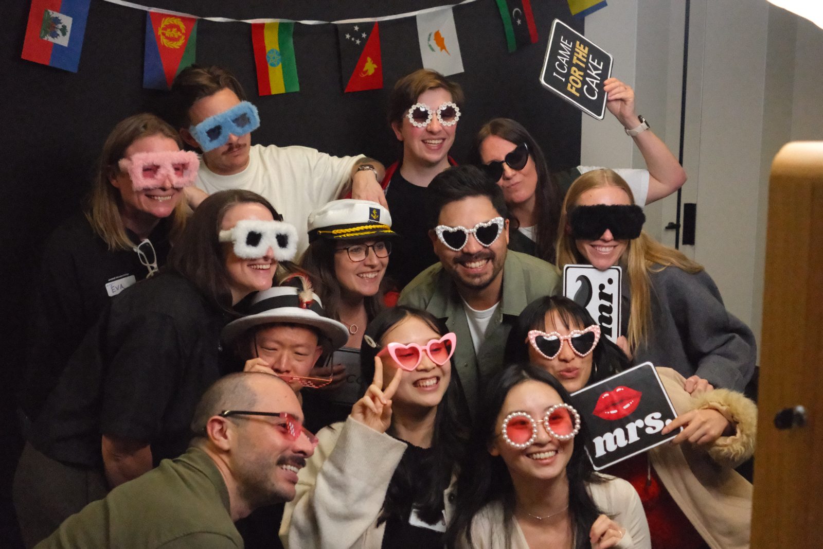 People at a photo booth at one of Sasha's events