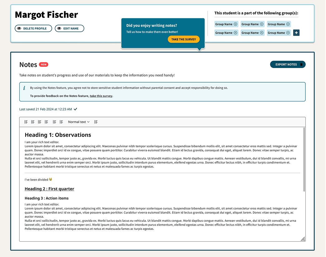 User testing insights from the Notes concept prototype