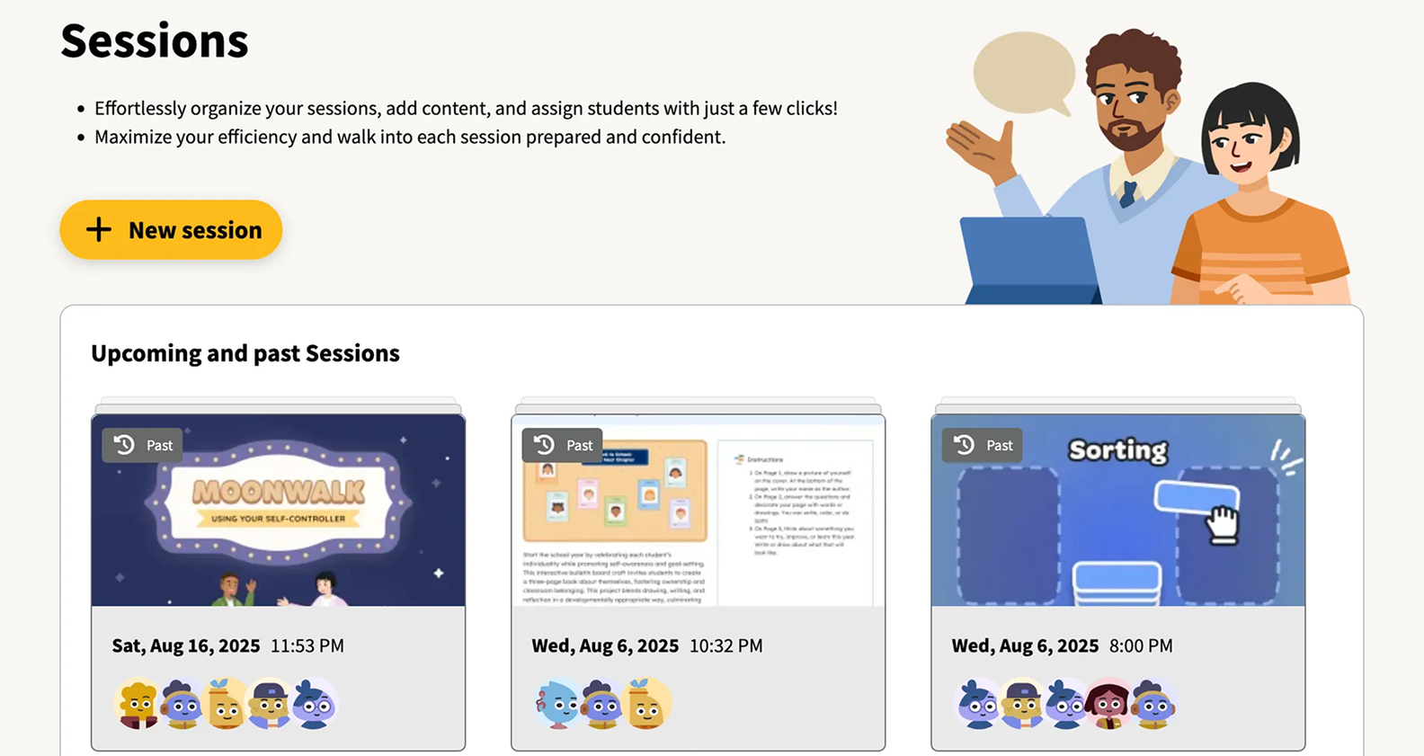Final Sessions feature UI — a unified session planning and documentation tool