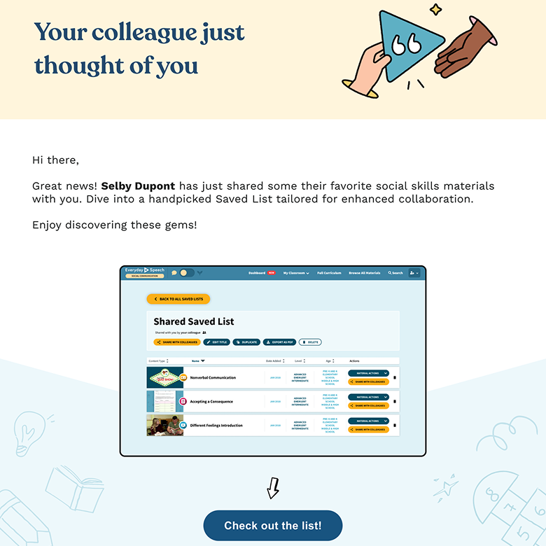 Email invitation the recipient gets, with a link to browse content and sign up